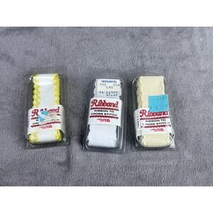 Leisure Arts Ribbond Ribbon Cross Stitch Lot 3 White Yellow Cream 1yd
